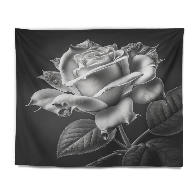 Tapisserie rose en polyester avec des punaises, H 32 po x l 39 po