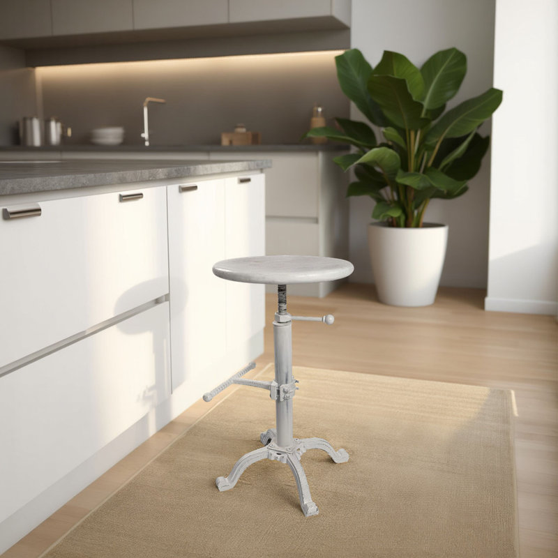 Tabouret pivotant à hauteur réglable Pitzer, Blanc délavé