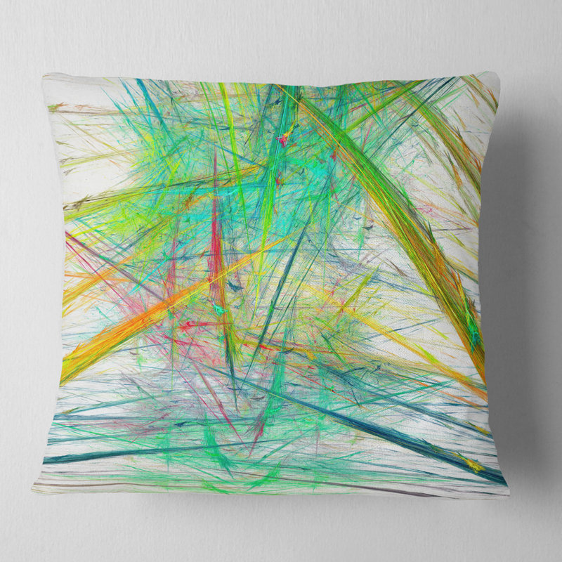 Motif fractal magique - coussin abstrait imprimé, 16 po x 1 po, Coussin décoratif, Vert