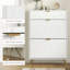 HOMCOM Narrow Shoe Cabinet with 3 Flip Doors for 12 Pairs of Shoes, White