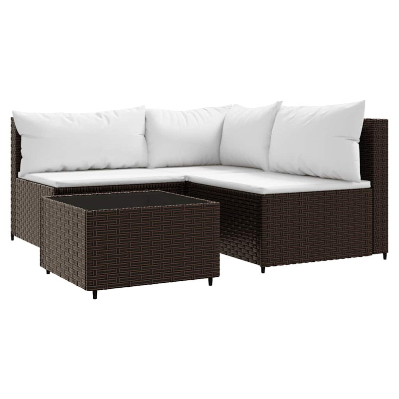 3 - Person Patio Conversation Set with Cushions, Brown, Beige