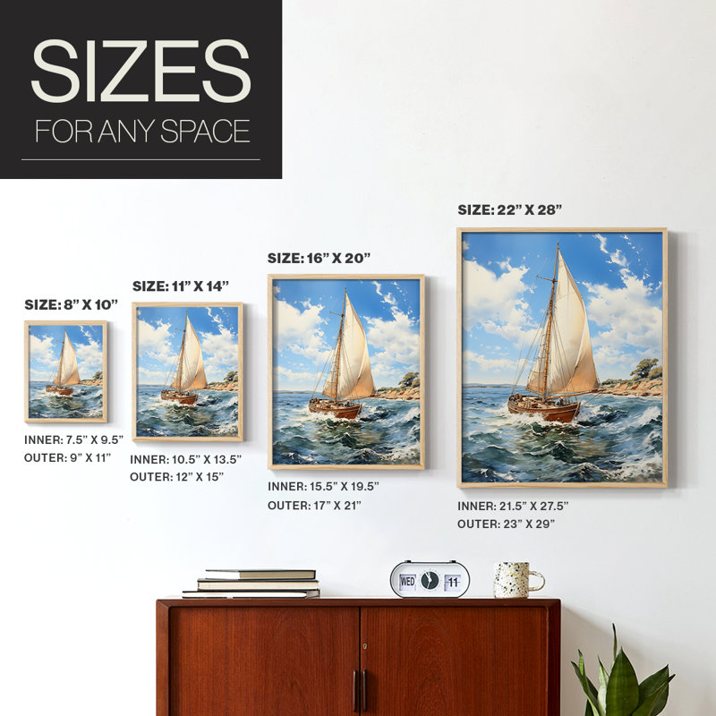 NAUTICAL Series CECXLV - Impression encadrée de qualité supérieure - Prêt à être accroché - Aucun clou requis, Naturel