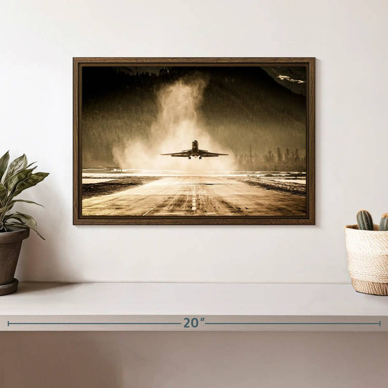 Avion de première classe, 13 po x 9 po, Cadre flottant noyer