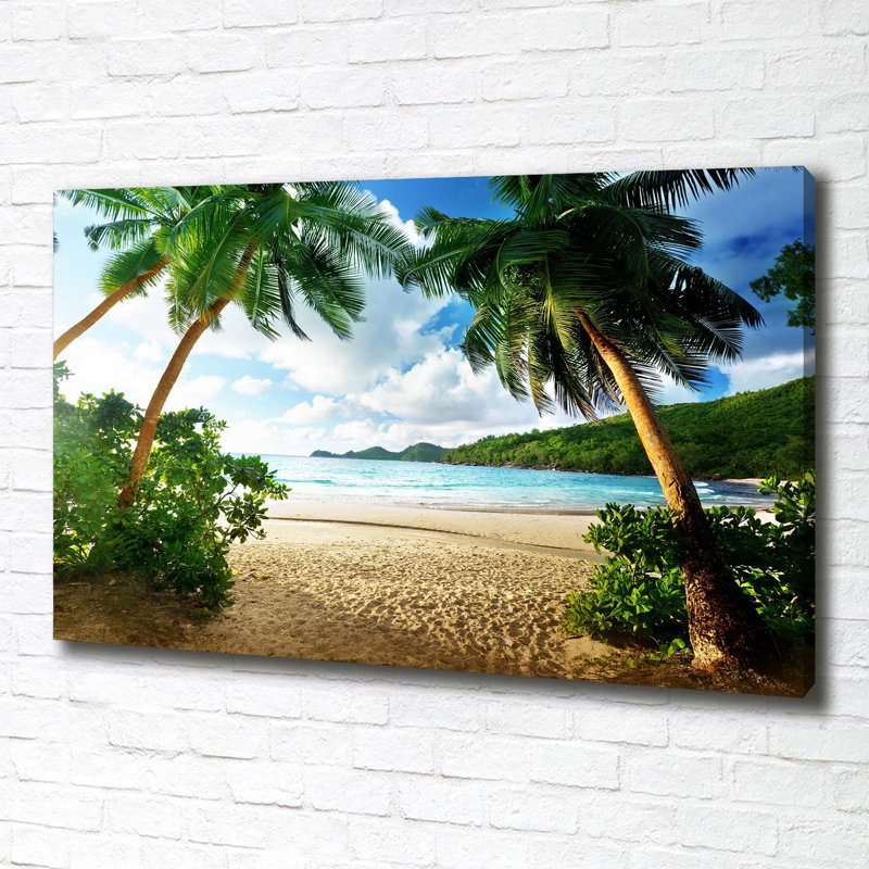 Palm Trees On The Beach - Wrapped Canvas Print