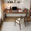 Bureau rectangulaire en bois massif noyer-130832887