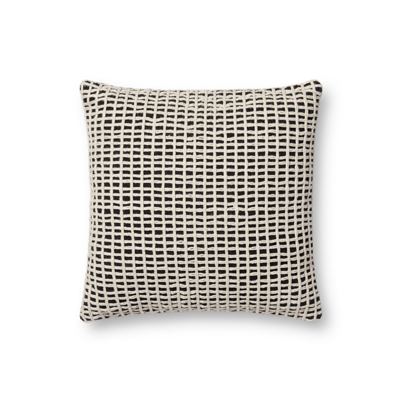 Coussin décoratif Loloi PLL0119, Noir / Ivoire, Polyester/ Bourre en polyester