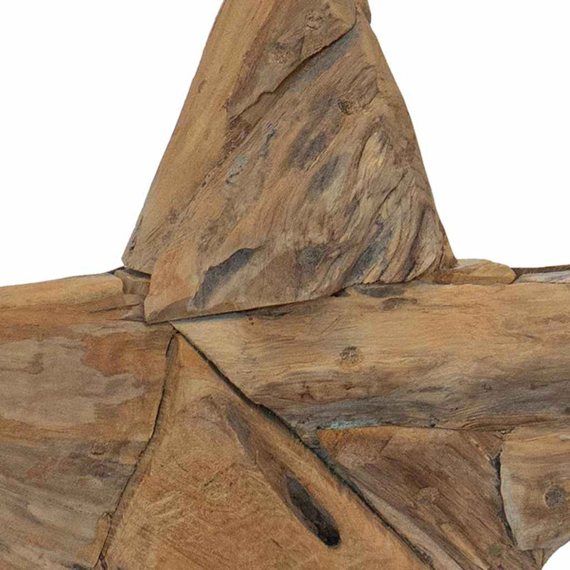 vidaXL Christmas Star Brown Solid Teak Wood, 60cm H x 45cm W x 5cm D