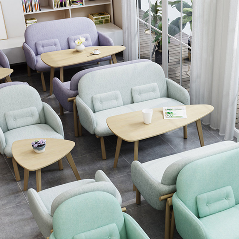 Banc rembourré en coton et lin Cafe Milk Tea Shop, Gris