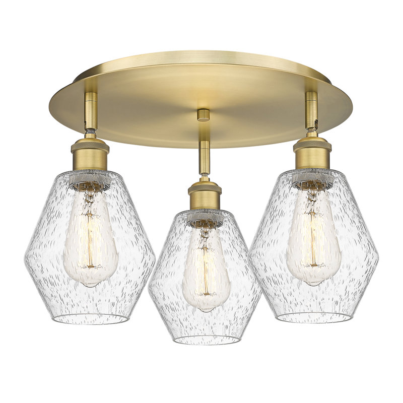 Amylea Glass Flush Mount, Seedy, Brushed Brass