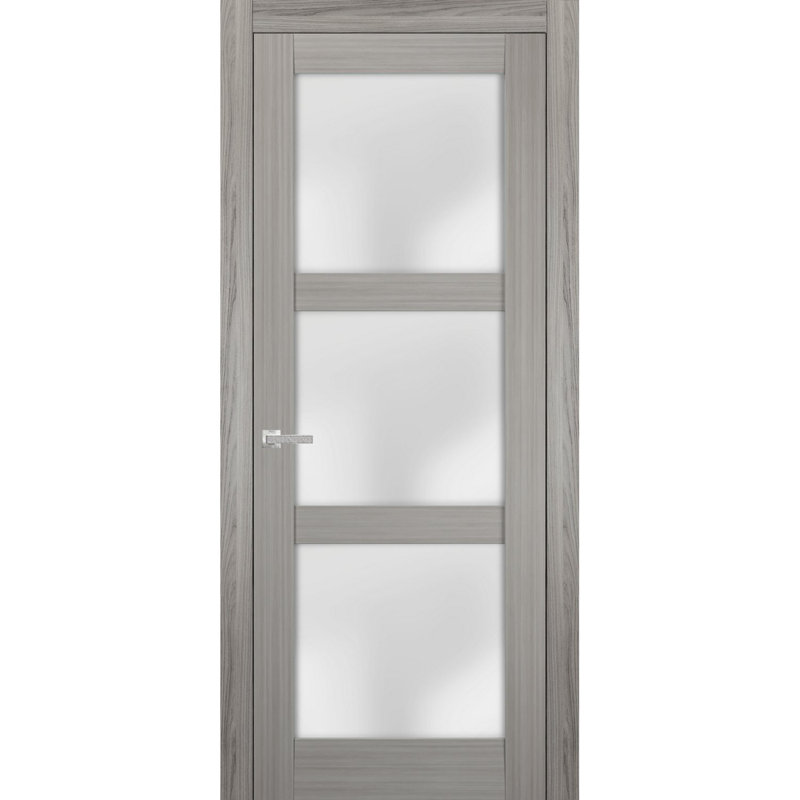 Porte-fenêtre en verre givré massif | Lucia 2552 | Poignée simple à panneau régulier | Portes de salle de bain robustes