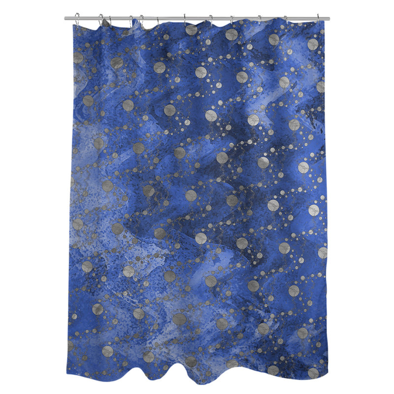 Rideau de douche simple planètes et étoiles, Bleu