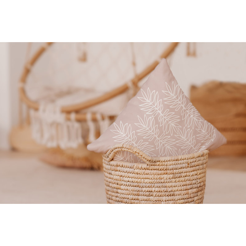 Coussin Bee and Comb, H 16 po x l 16 po, Floral blanc / rose
