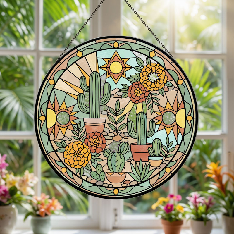 Panneau de vitrail en verre coloré, 7,8 heures, H 7,8 po