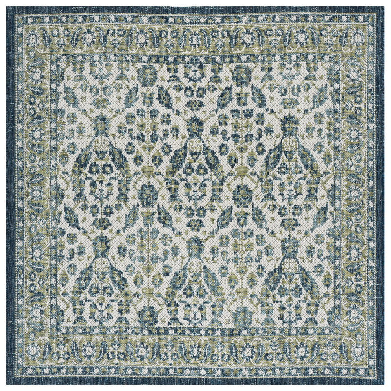 Courtyard Power Loom Polypropylene Plastic; Polyester Oriental Indoor / Outdoor Rug, 6'-7" x 6'-7" Square