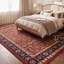 Tapis Troy traditionnel de style persan audacieux, bleu marine, orange, or, vert, crème, ivoire, lavable en machine, à poils courts, adapté à l'intérieur et à l'extérieur, pour salon, chambre, salle à manger, entrée, couloir, bureau-1899617640