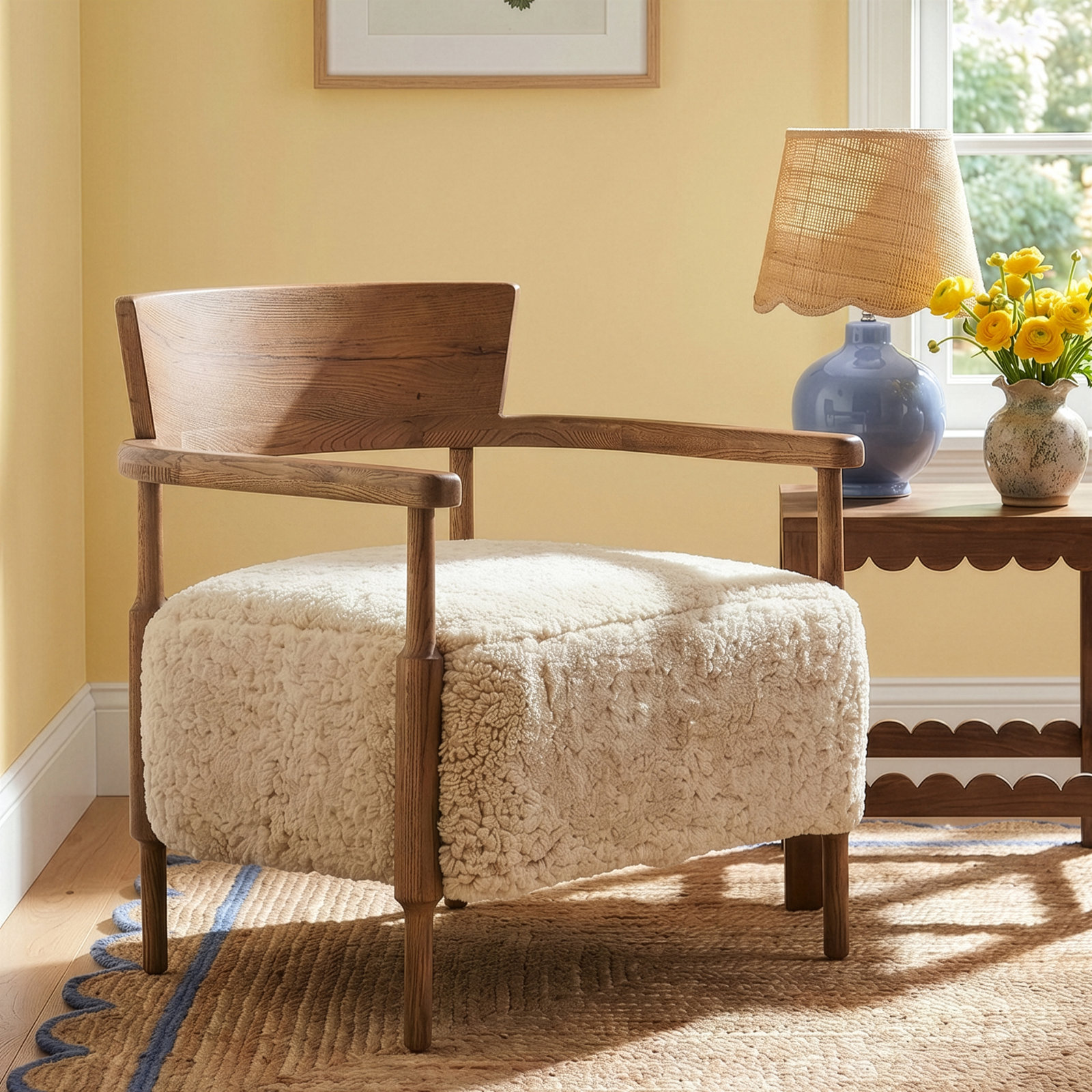 Bennett Chair, Beige Shearling