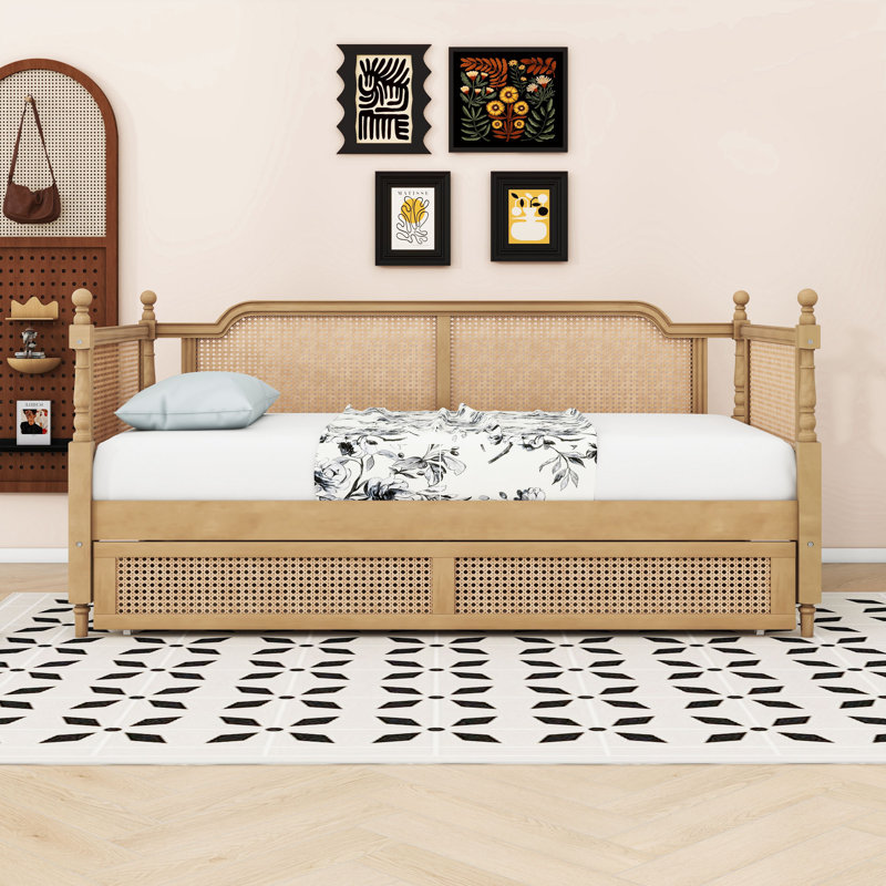 Wood Daybed with 2 Drawers, Twin, Antique Walnut