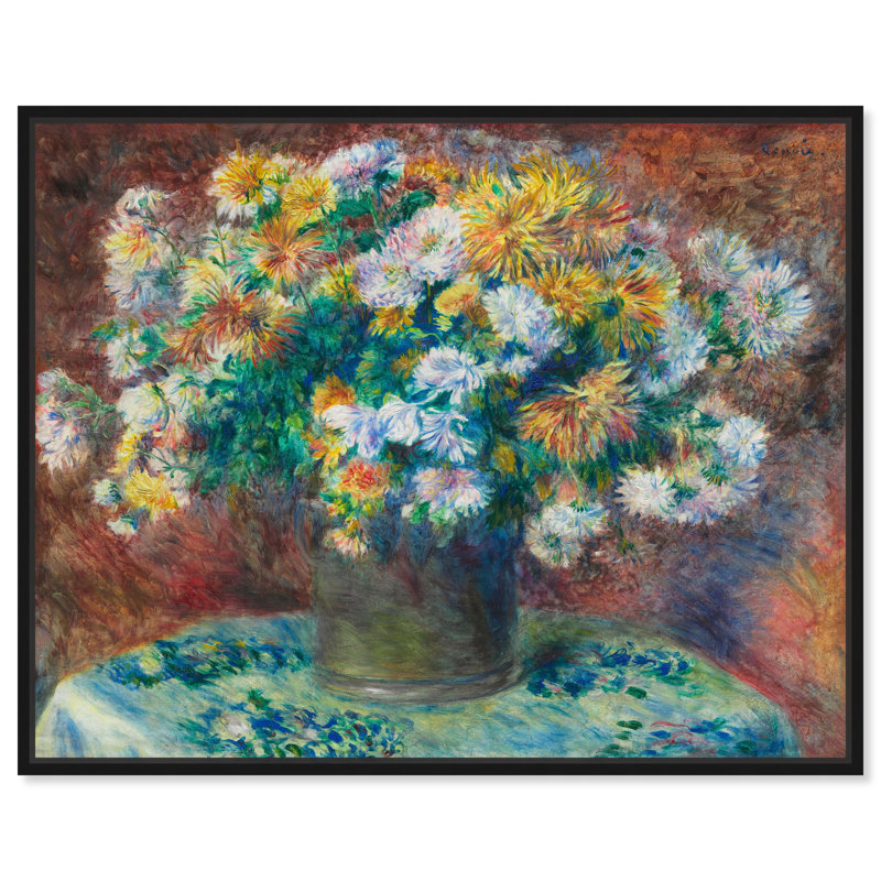 «Renoir Chrysanthemum Canvas Famous Artist Prints» par, H 21 po x l 25 po, Structure noire