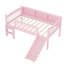 Lit mezzanine simple en bois massif rose avec rangement et décoration