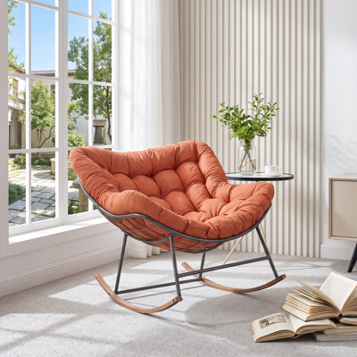 Modern Iron Frame Rocking Chair with Cushion