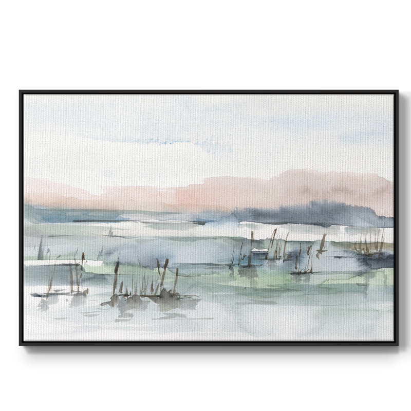 " Marsh Cattails I ", Black, 25" H x 37" W x 2" D
