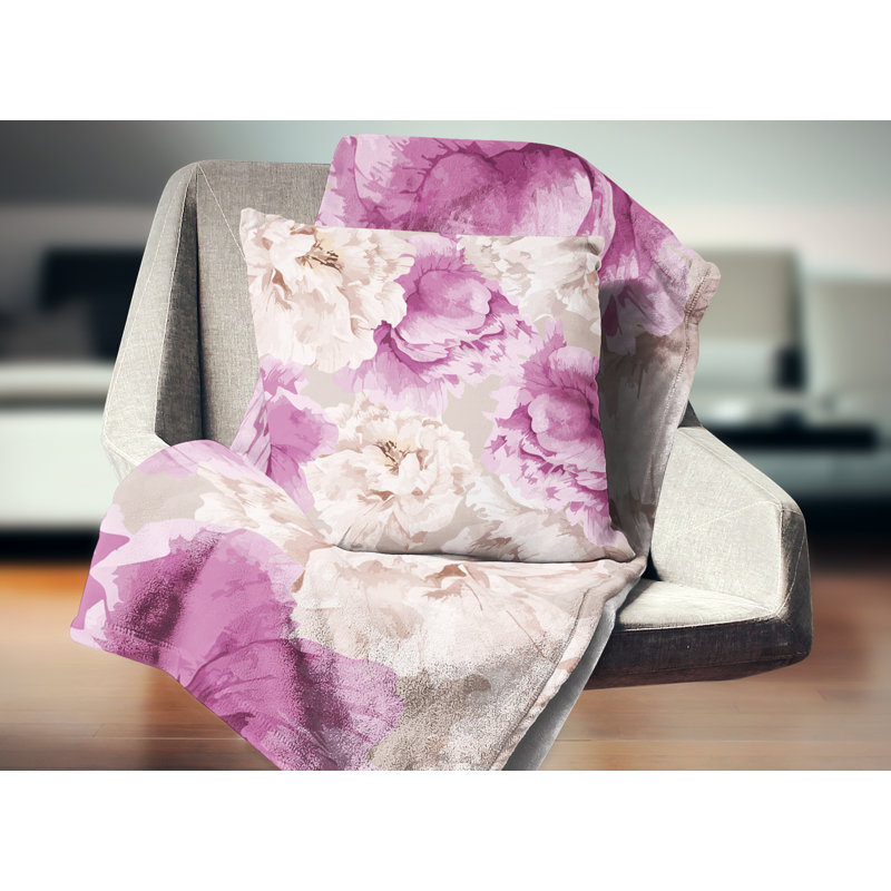 Motif floral pivoine - coussin à imprimé floral, 16 po x 1 po, Coussin décoratif