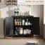 Farmhouse Boho Entryway Storage Cabinet – Adjustable Shelves, Spacious Buffet Sideboard, Accent Credenza for Kitchen, Dining, Living Room – Wood Grain-585091668