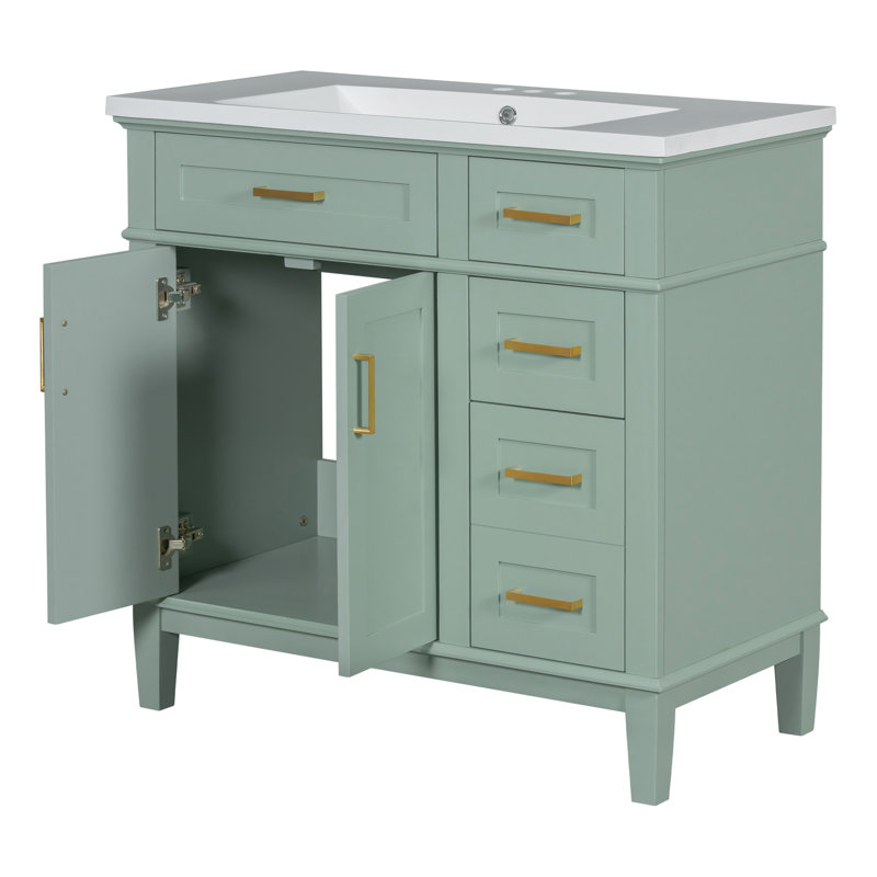 Meuble-lavabo élégant avec lavabo en résine et beaucoup de rangement, un choix parfait pour une salle de bain moderne et fonctionnelle.