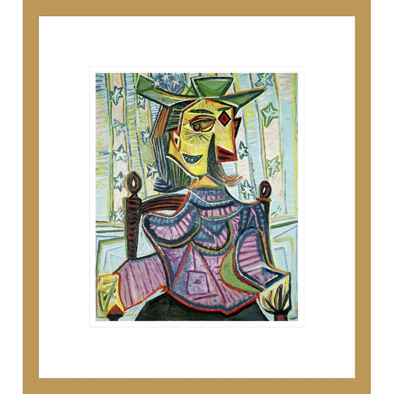 Portrait assis de Dora Maar par Pablo Picasso, impression giclée sur cadre, H 15,57 po x l 13,75 po
