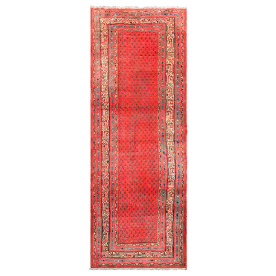 Tapis cachemire géométrique traditionnel en laine noué à la main 4 x 10 pi 9 po