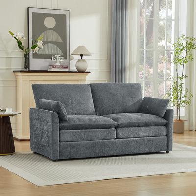 Drago 58'' Modern Square Arm Loveseat Sofa