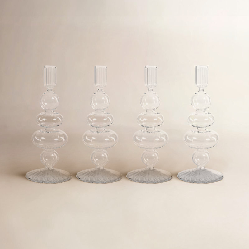 Ensemble de chandelles de table en verre 4 pièces Adrienna