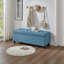 Banc de rangement rembourré capitonné à boutons, banc d'entrée en tissu de lin avec pieds en bois fuselés, banc de lit - bleu clair-1074381593-1074381592