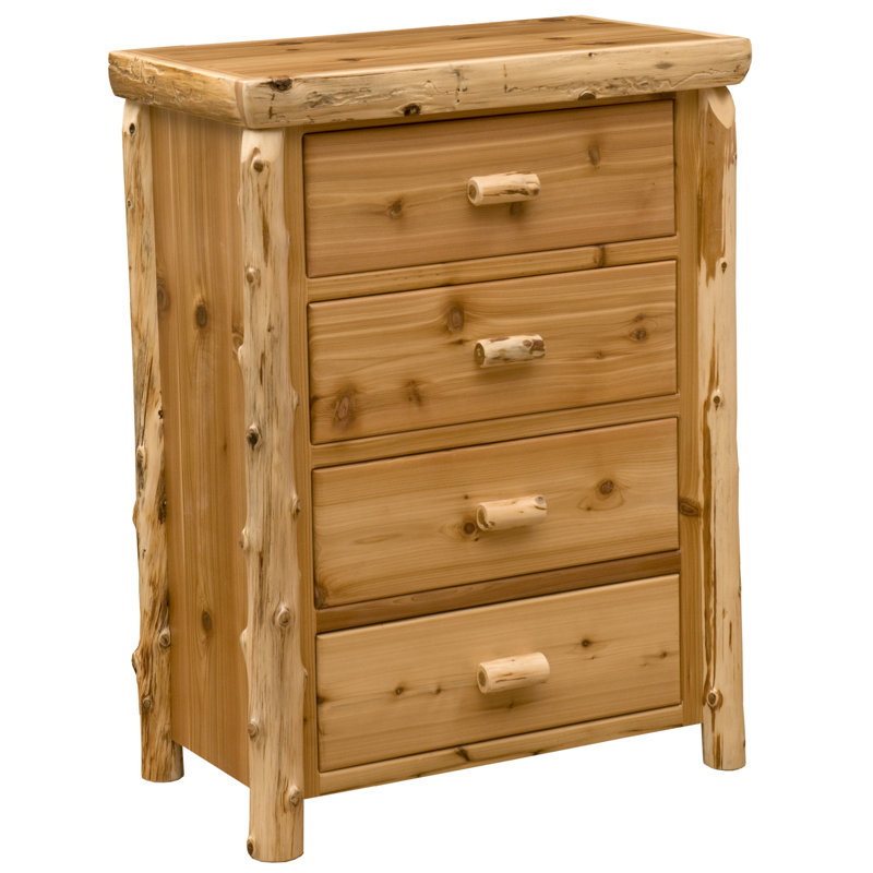 Fireside Lodge Cedar Log Four Drawer Chest - Natural - Premium Line, Traditional