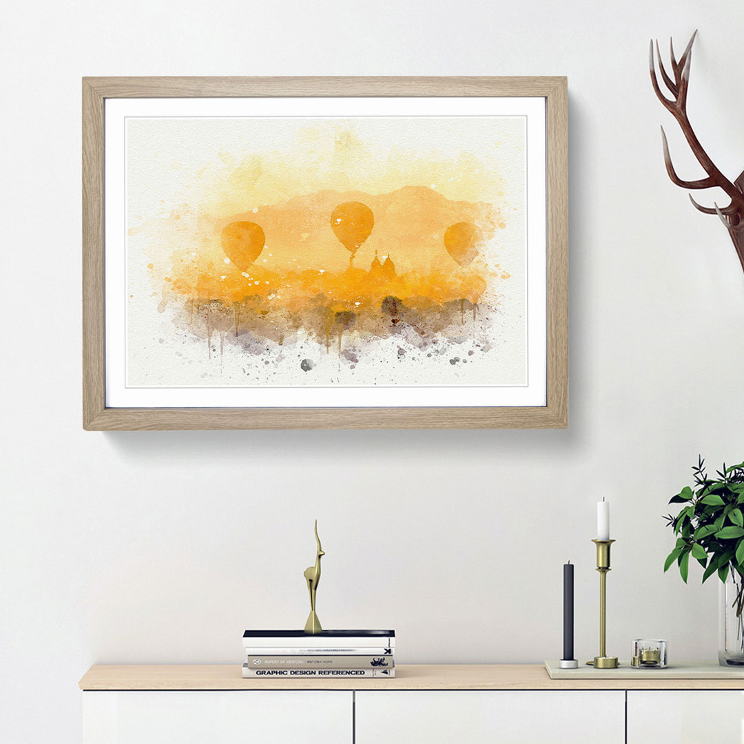Hot Air Balloons over Bagan in Abstract - Framed Print