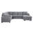 Multi-Functional L-Shaped Corner With Storage & Convertible Bed, 5 Gray Chenille Foam Filler, Pull-Out Sleeper For Movie Nights And Guest Accommodation, Storage-Integrated Chaise Built-In Blankets,-1348020182