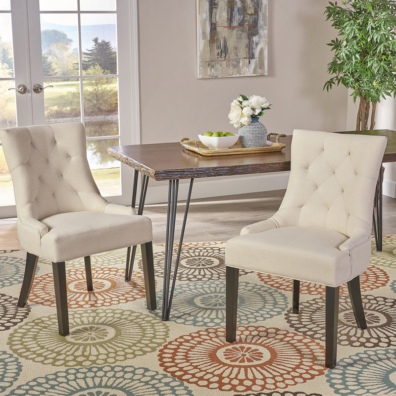 Chaise de salle à manger Cheney - KD MP2 (ensemble de 2), Tissu beige