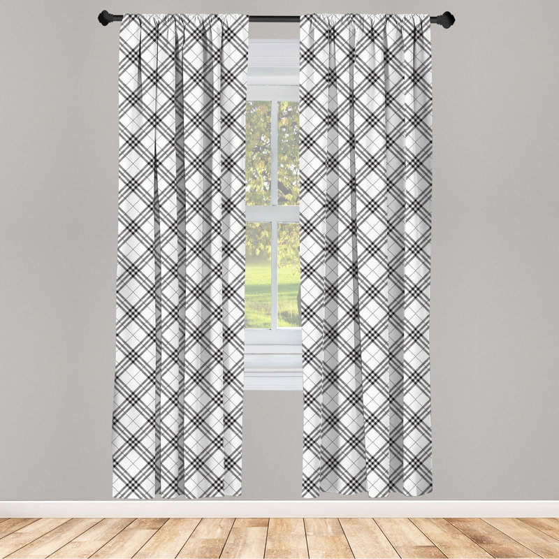 Plaid Semi-Sheer Rod Pocket Curtain Panels, 28" x 84"