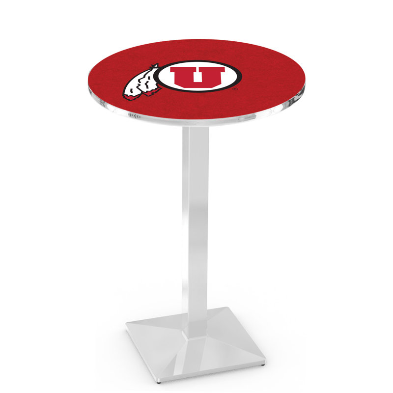 Round Metal Base Dining Table, Chrome, University of Utah