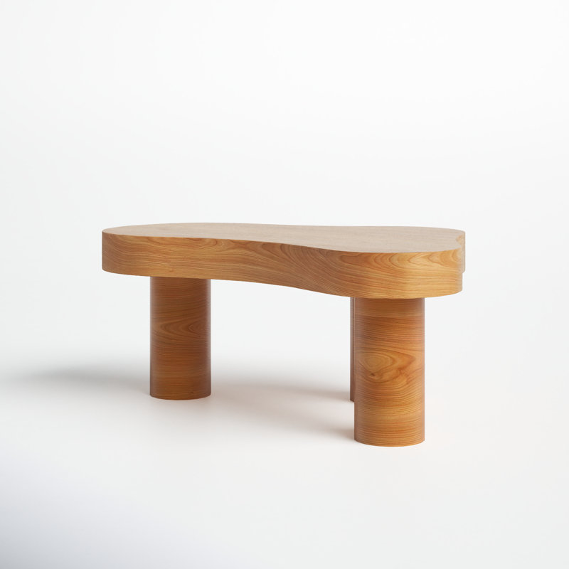 Natural Oak Free Form Outdoor Coffee Table with Storage