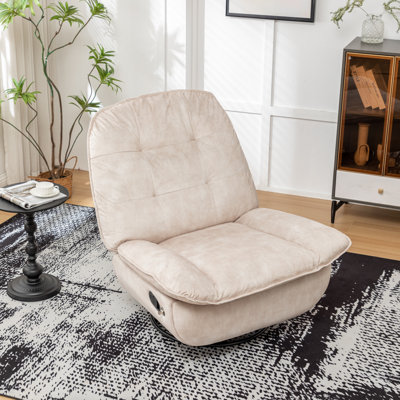 Fauteuil inclinable et pivotant, fauteuil en velours estampé doré ivoire avec support pour lecture