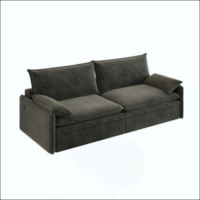 4-Seat Convertible Sleeper Sofa Bed - Chenille Fabric, Deep Seat, Modern Cloud Sofa With Storage, USB Port & 2-In-1 Pillow, Pull-Out Sleeper For Living Room,Apartment,Bedroom