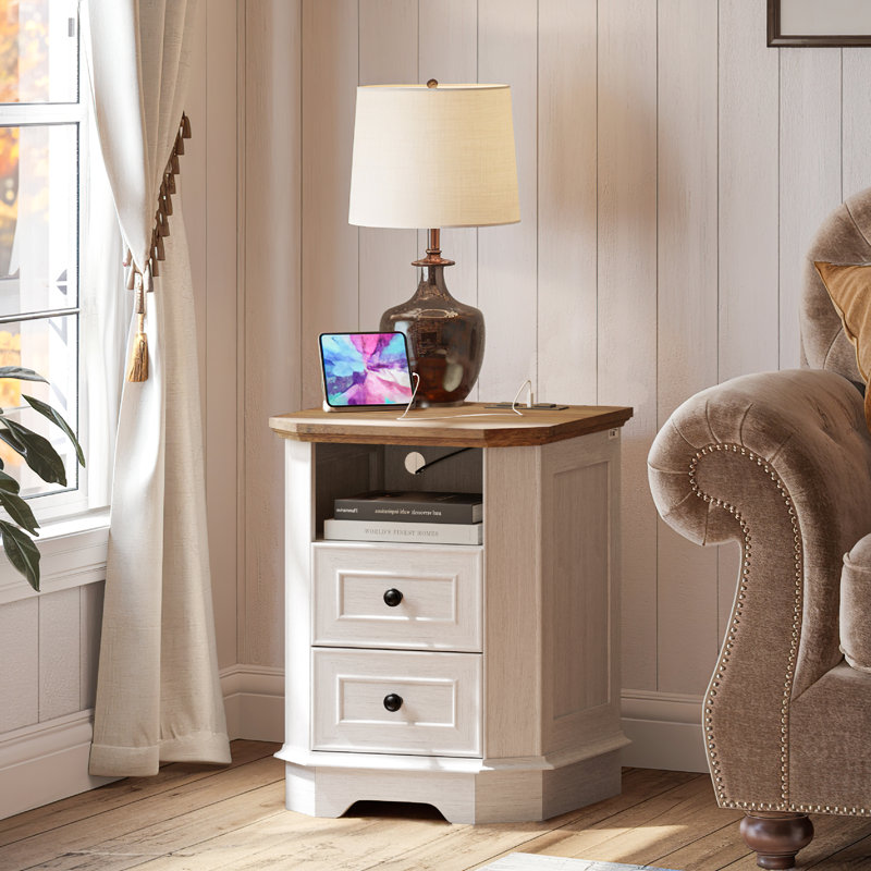2-Drawer Nightstand, White