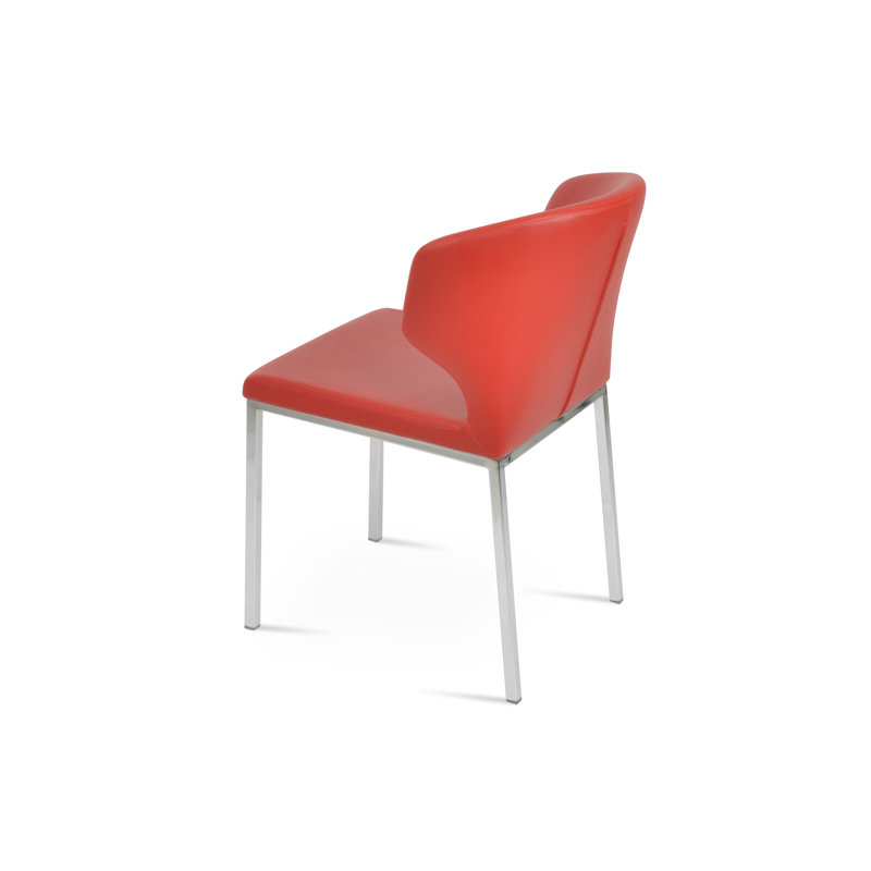 Amed Metal Wingback Upholstered Side Chair, Cinnamon, Stainless Steel