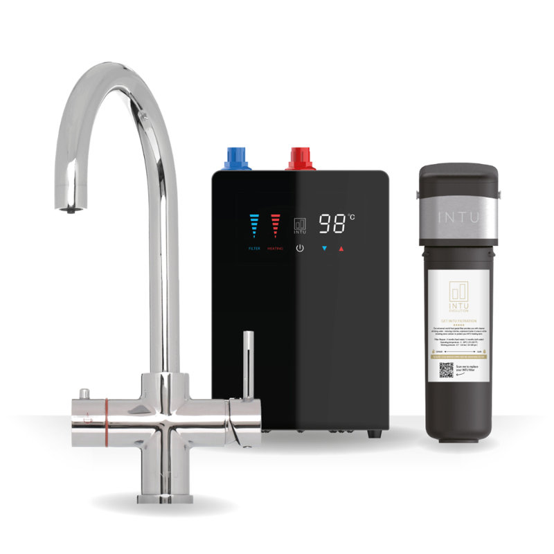 4-1 Instant Boiling Filtered Water Tap - Swan Neck, Chrome