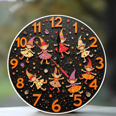 Elf Clock with Orange Numbers