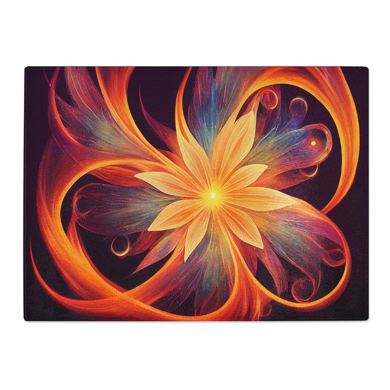 Flaming Flower Abstract  Glass Chopping Board