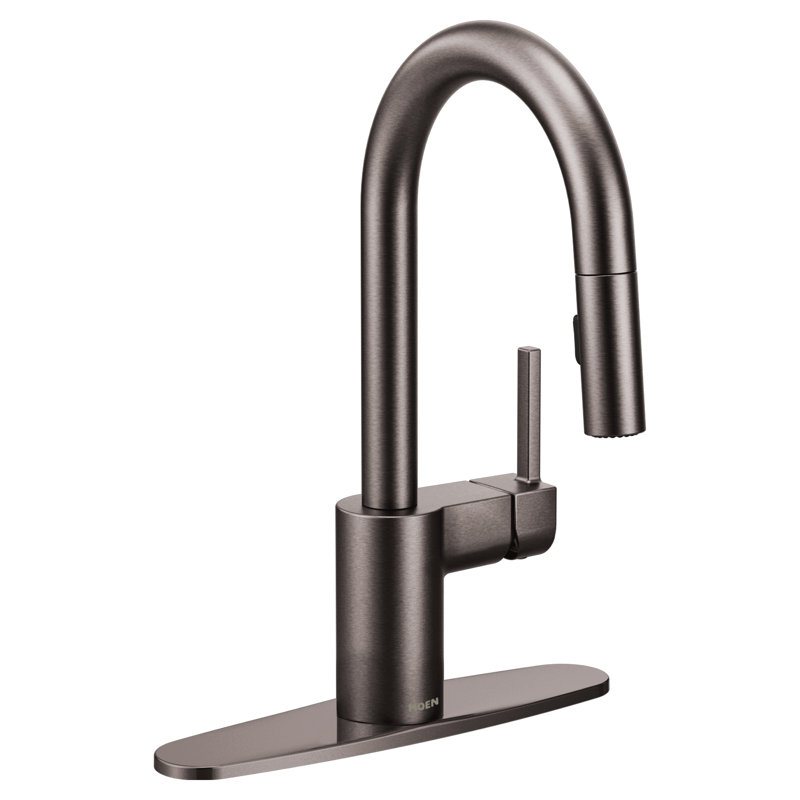 Robinet de bar rétractable à poignée unique Align de Moen avec fonctions Reflex et Power Clean, Noir métallique