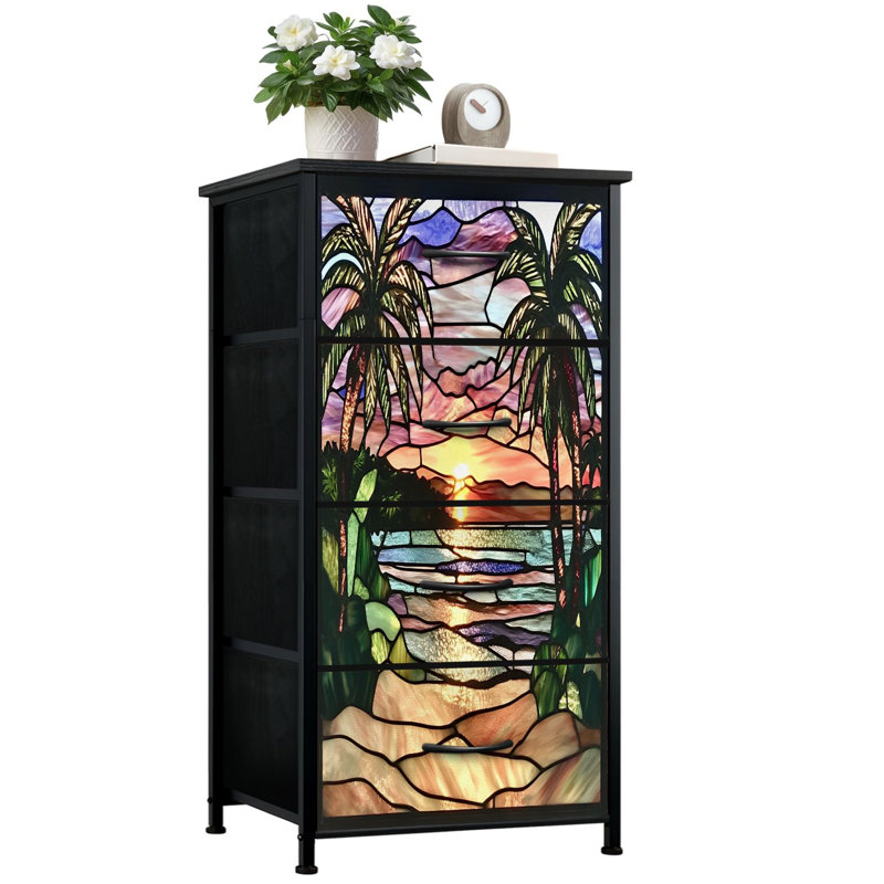 Commode pour la chambre à coucher avec 4 tiroirs de rangement Sunrise