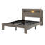 Base de lit en bois de ferme avec tête de lit de rangement, lit plateforme avec station de charge et lumière DEL-306169053-309943238